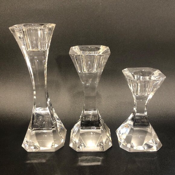 Villeroy & Boch Clear Crystal Candlestick Holders Graduated Set Cocktail Club - Picture 4 of 12